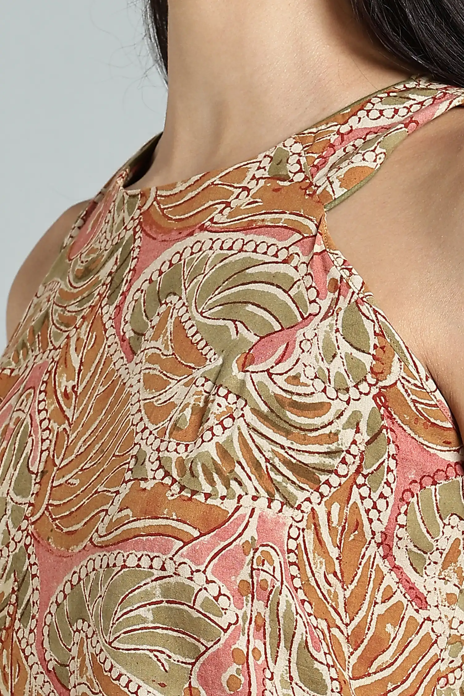 KALAMKARI COTTON SHIFT DRESS CUT AWAY - YELLOW - Image 4