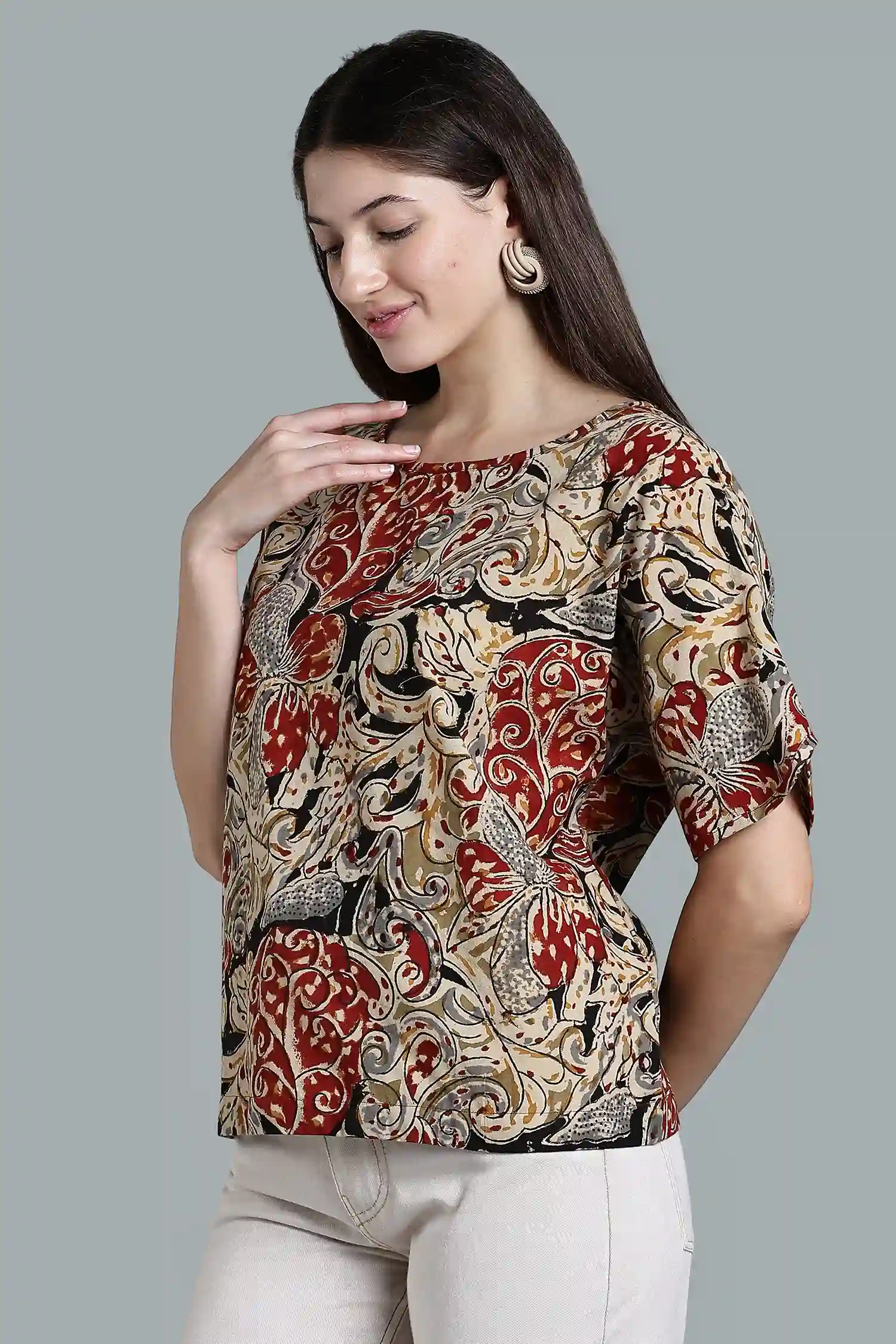 KALAMKARI COTTON TOP KIMONO - Image 5