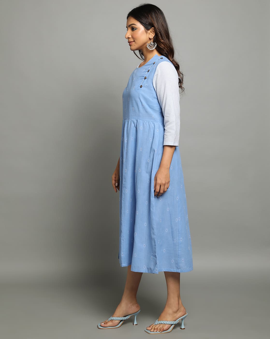 DRESS SOUTH C  AWADH NECK - BLUE - Image 2