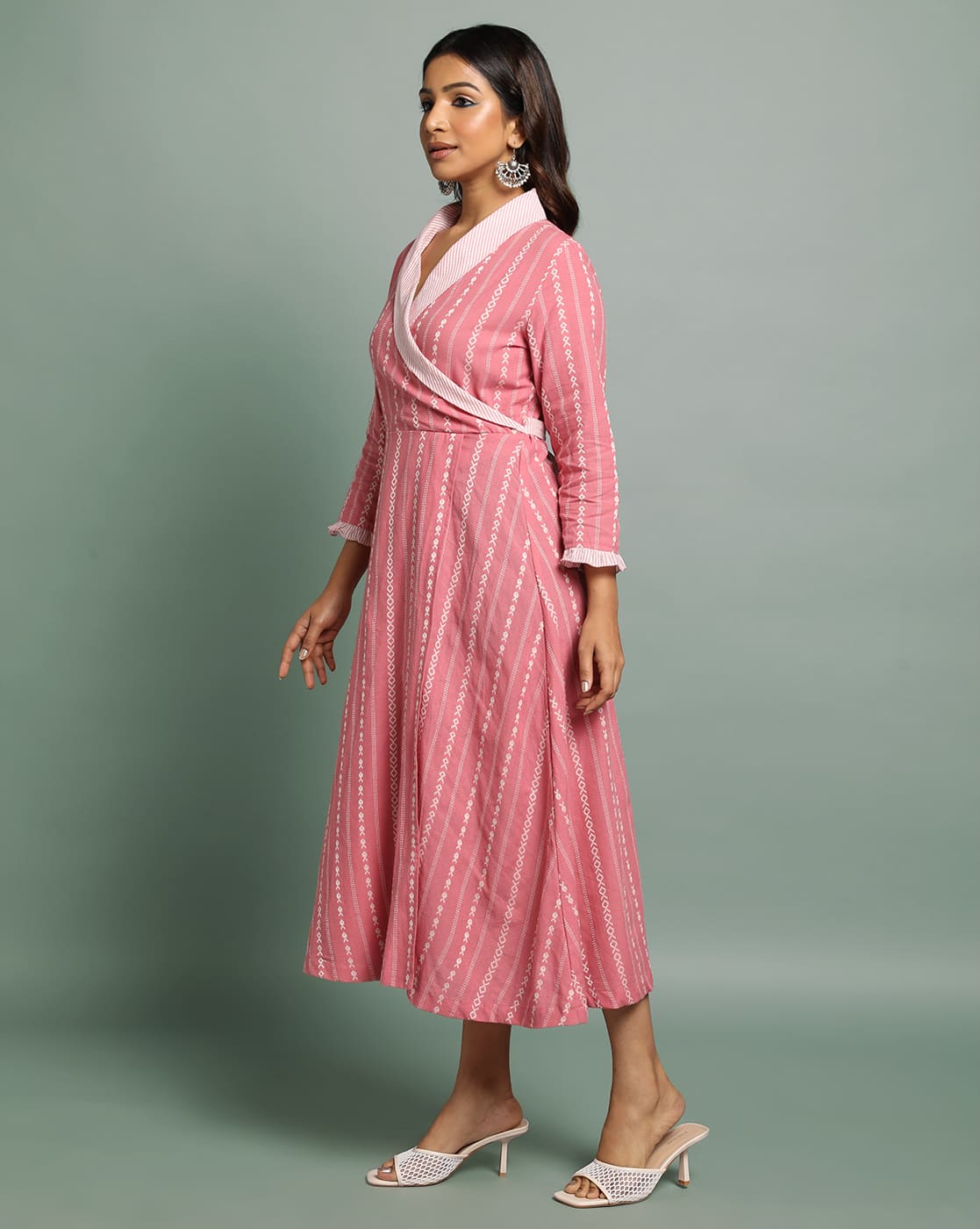 DRESS SOUTH C CROSSOVER SHAWL COLLAR - PINK - Image 5