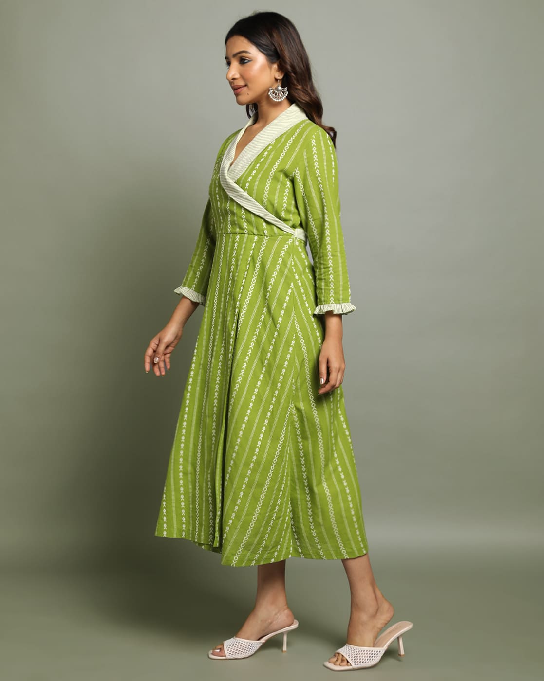 DRESS SOUTH C CROSSOVER SHAWL COLLAR - GREEN - Image 5