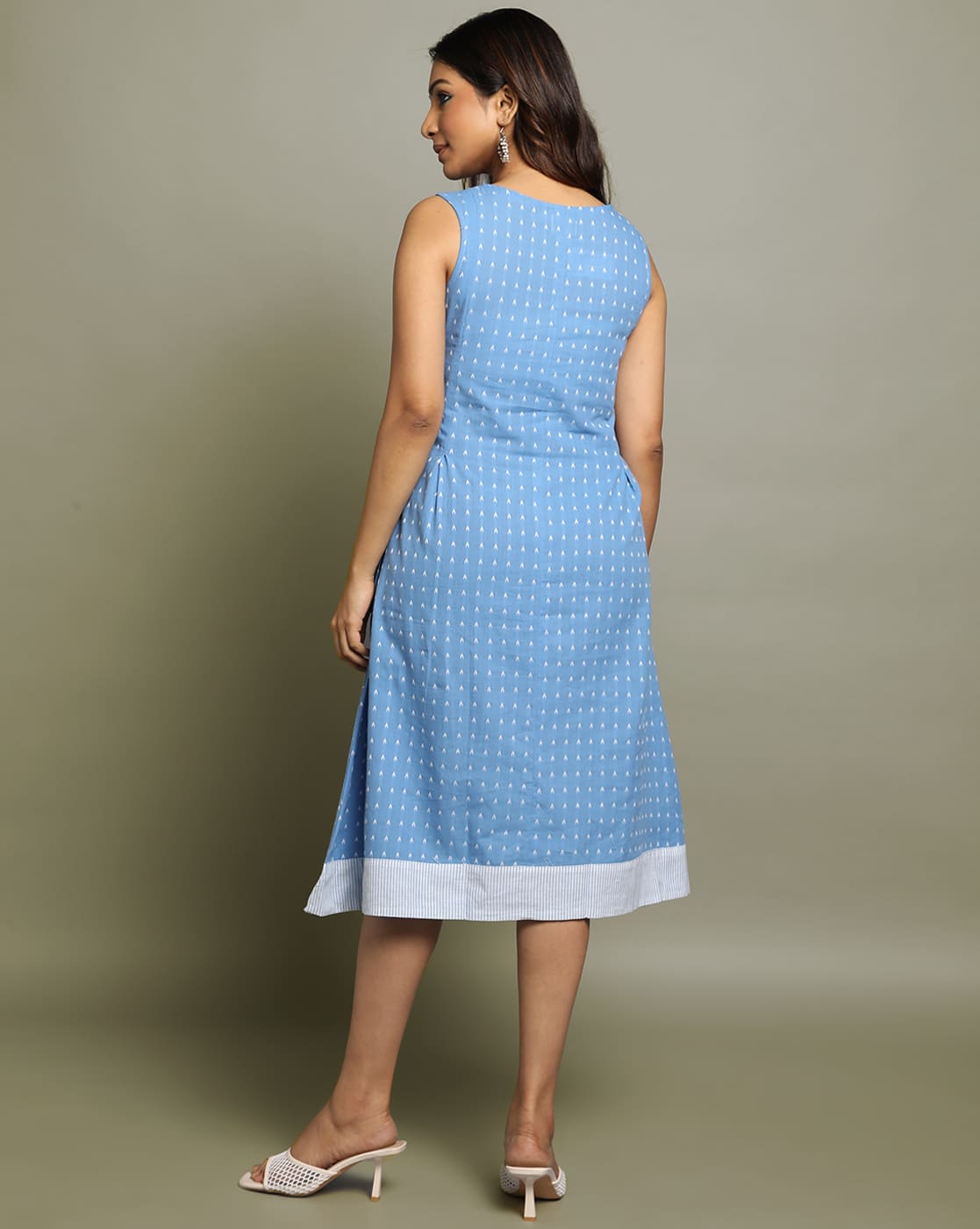 DRESS SOUTH C BOX PLEAT SLEEVELESS - BLUE - Image 3