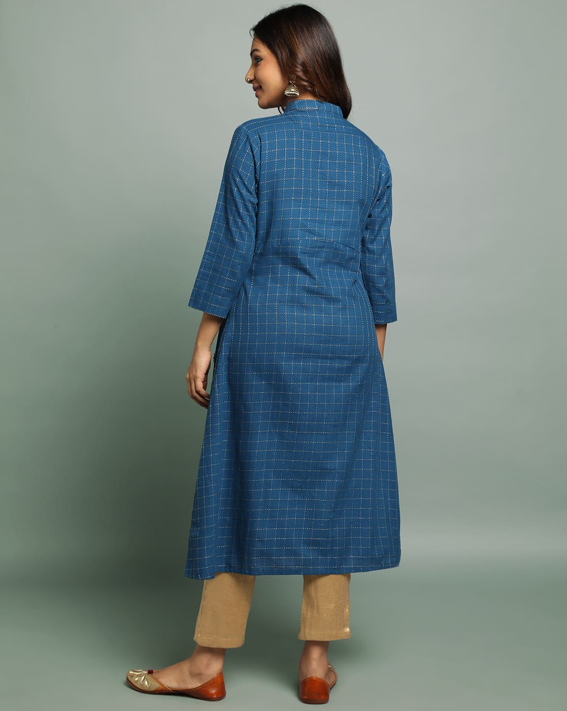 KURTA SOUTH C FRONT OVERLAP -BLUE - Image 3