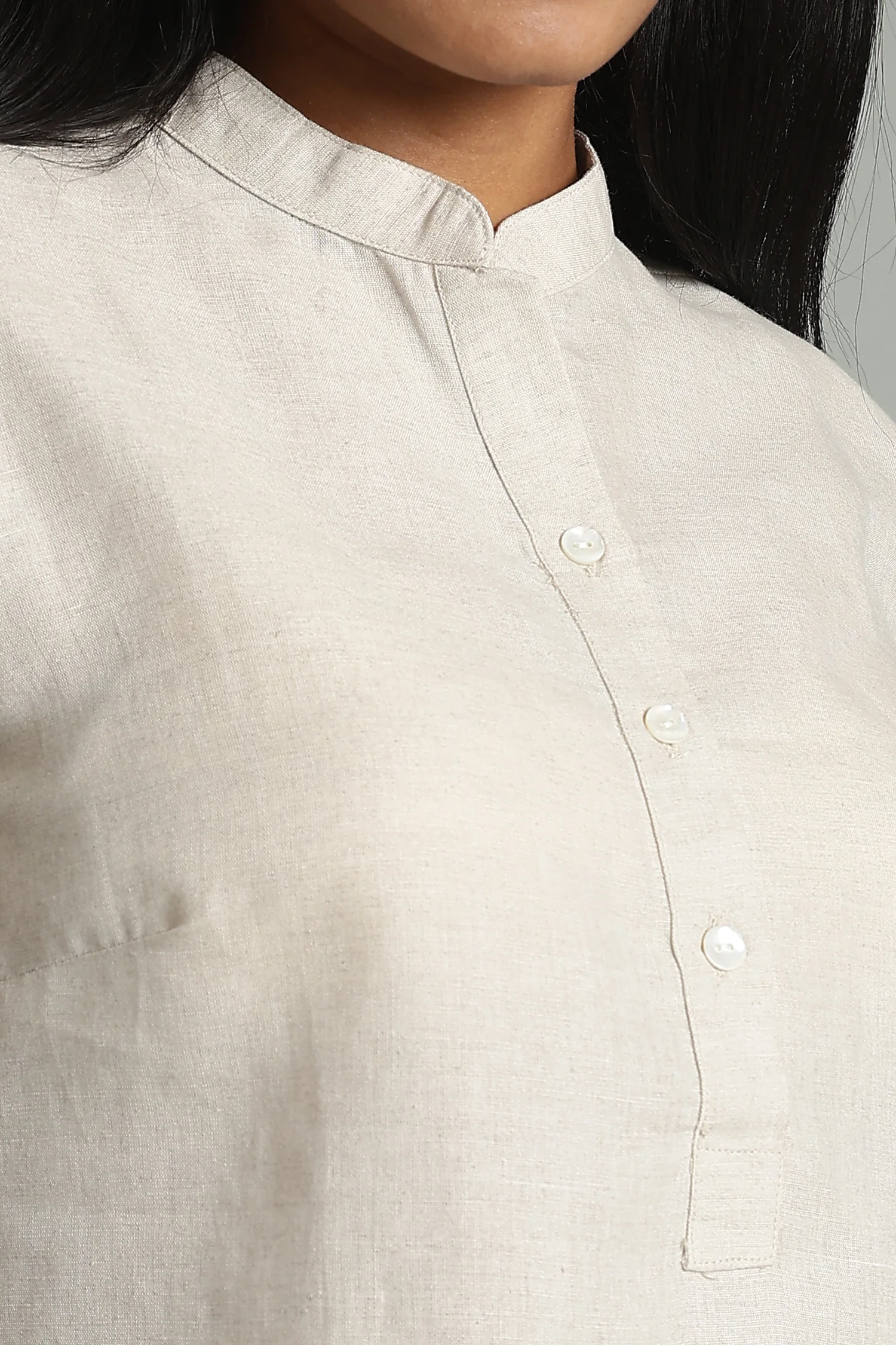 LINEN COTTON CAP SLV TOP BEIGE - Image 4