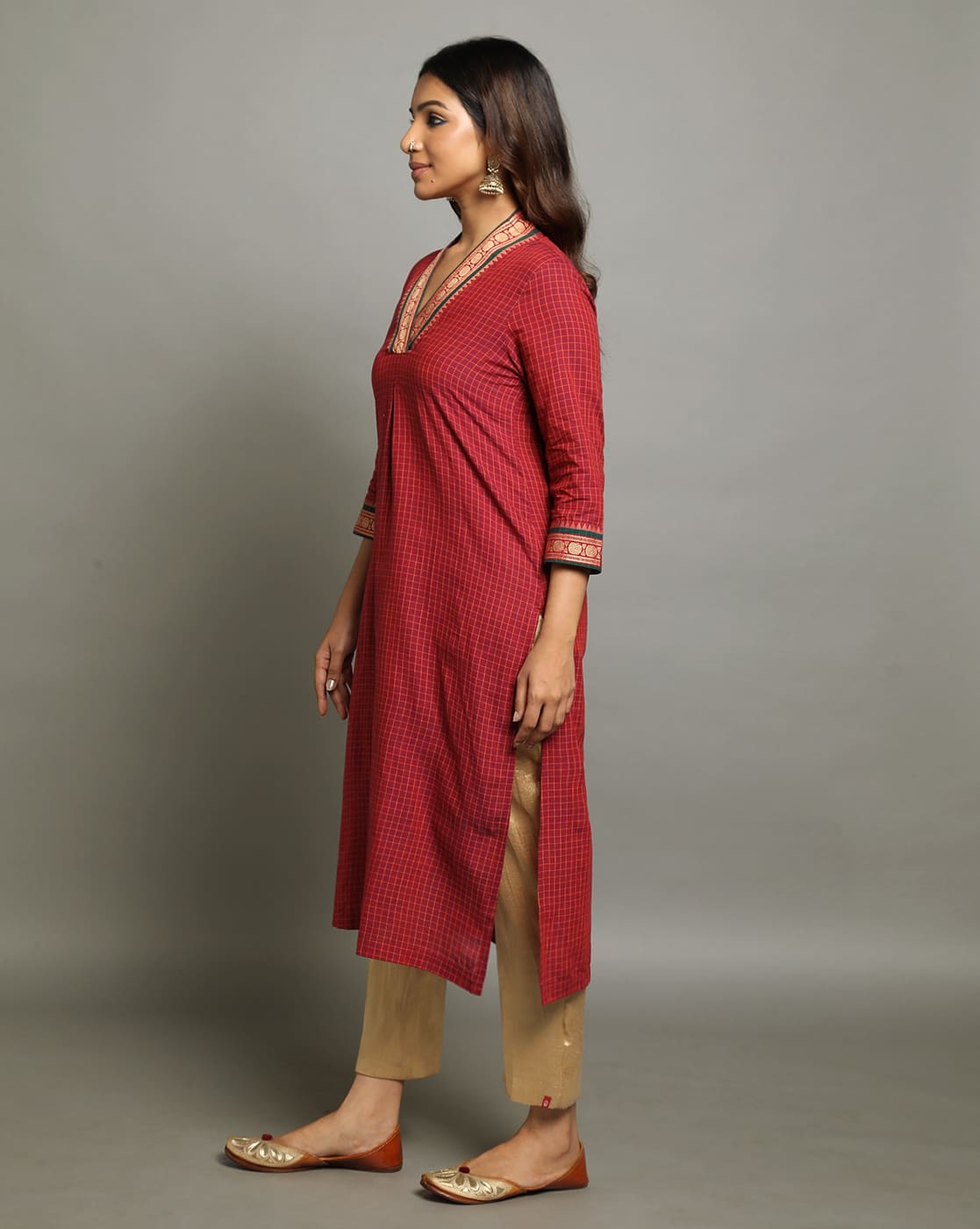 KURTA SOUTH C FUNNEL NECK - RED - Image 3