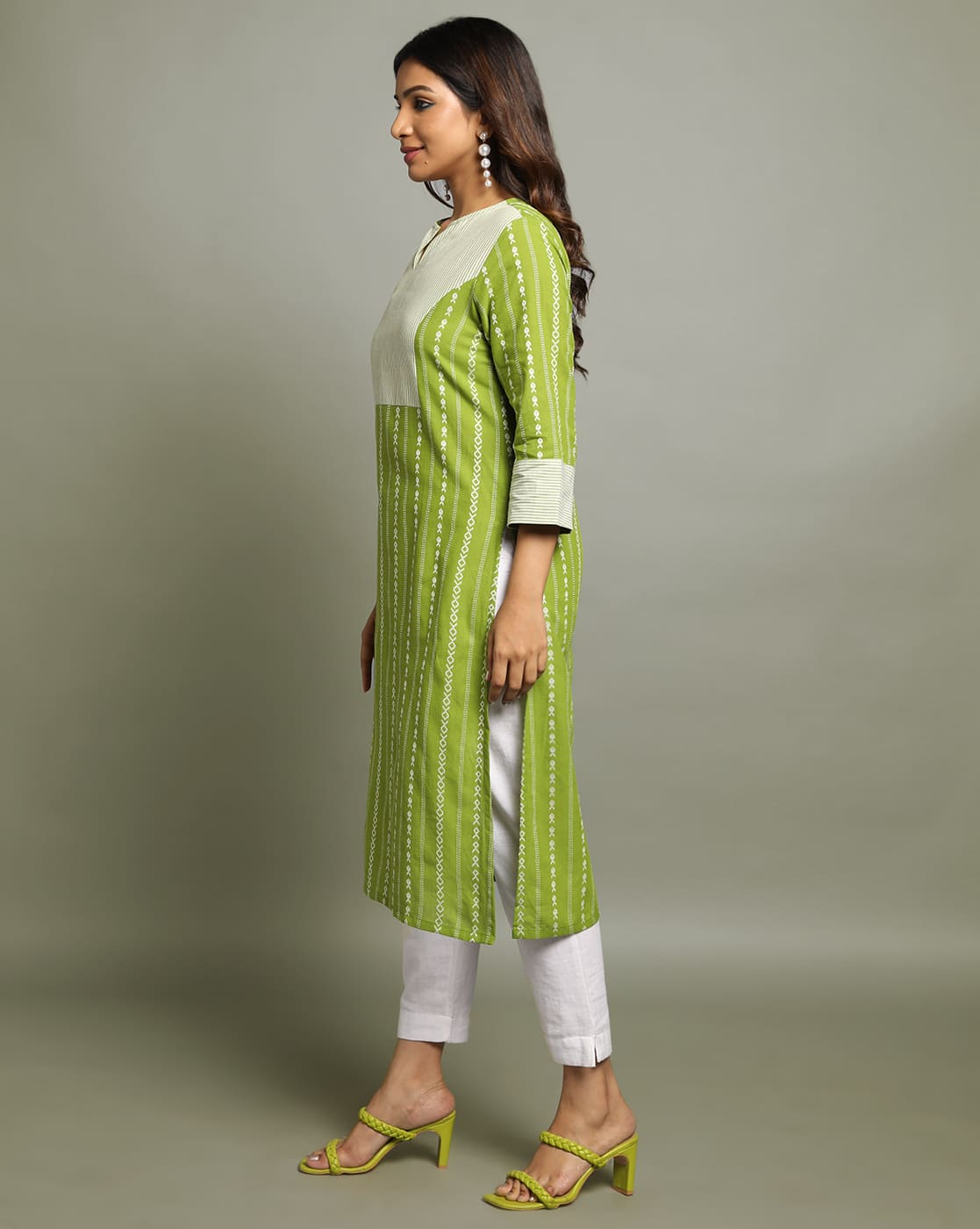 KURTA SOUTH C YOKE - GREEN - Image 4