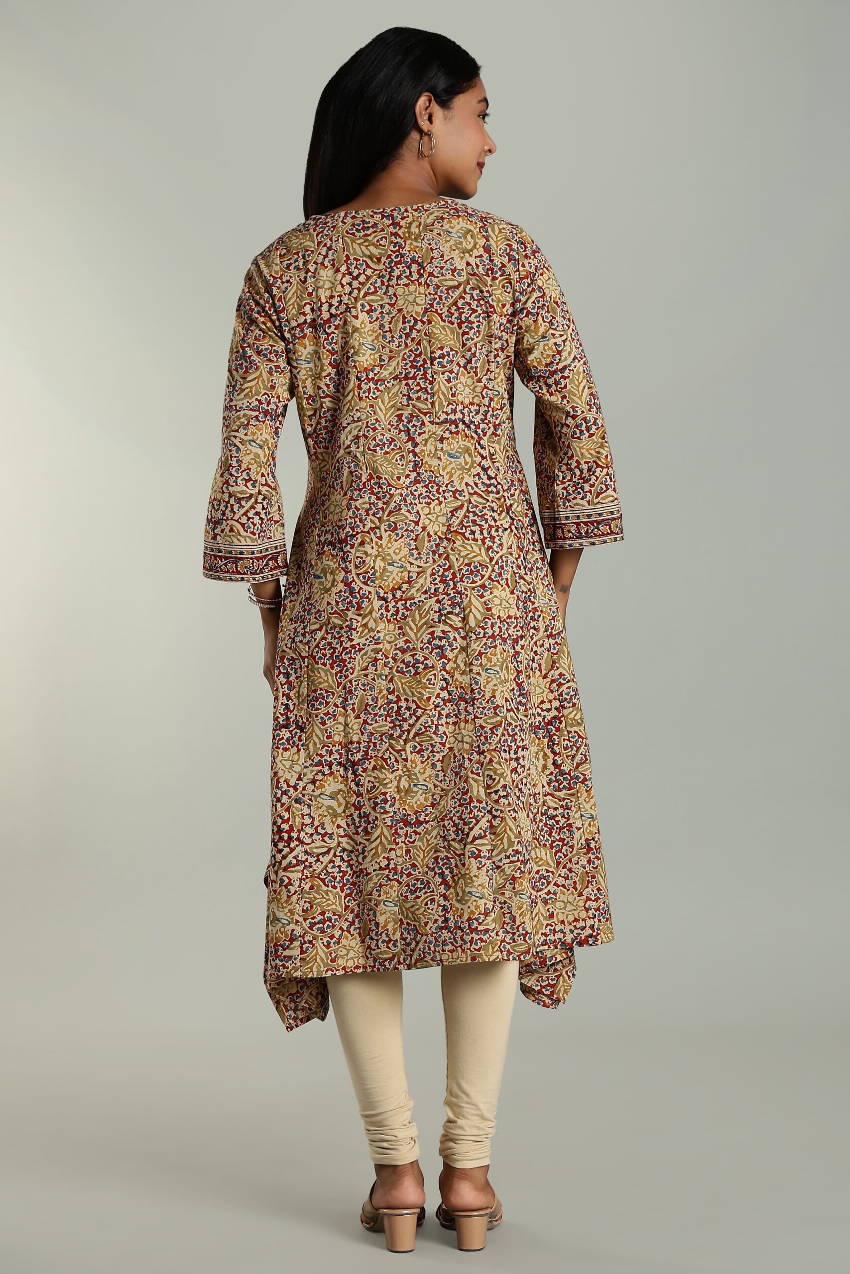 KALAMKARI KURTA ASSYMETRIC HEM - RED - Image 5