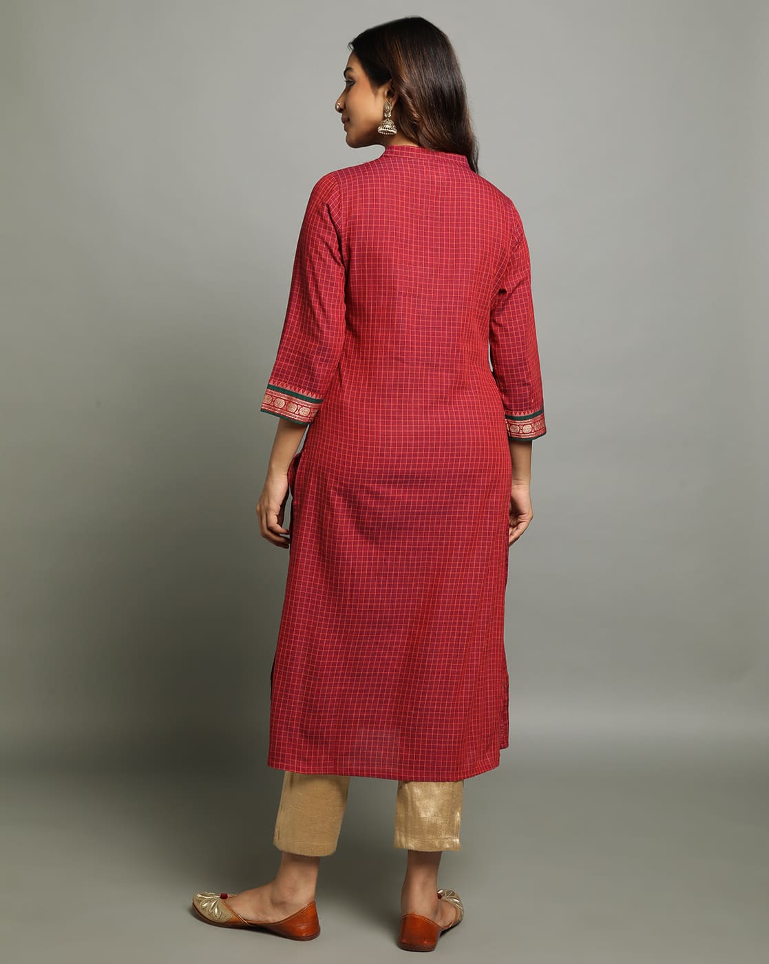KURTA SOUTH C YOKE BORDER - RED - Image 3