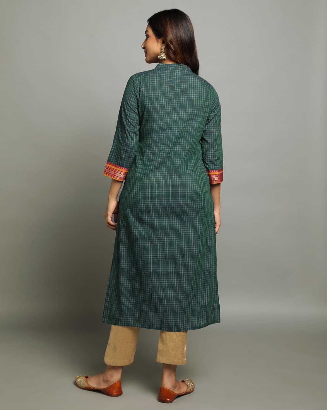 KURTA SOUTH C YOKE BORDER - GREEN - Image 3
