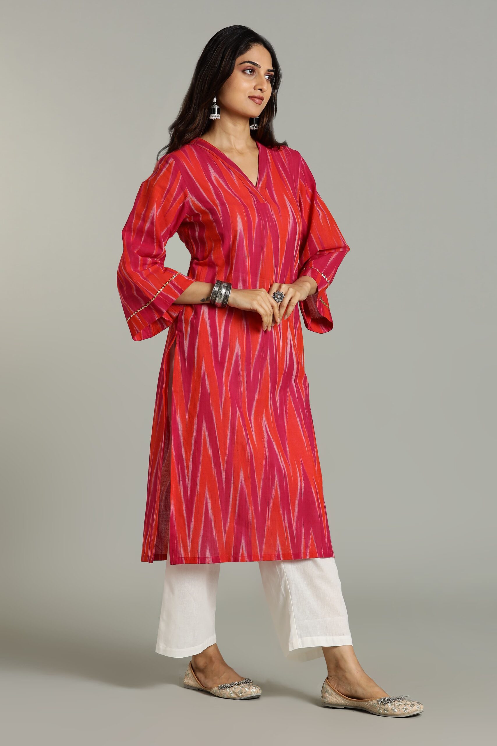 KURTA SOUTH C LEHARIYA BELL SLV - PINK - Image 5