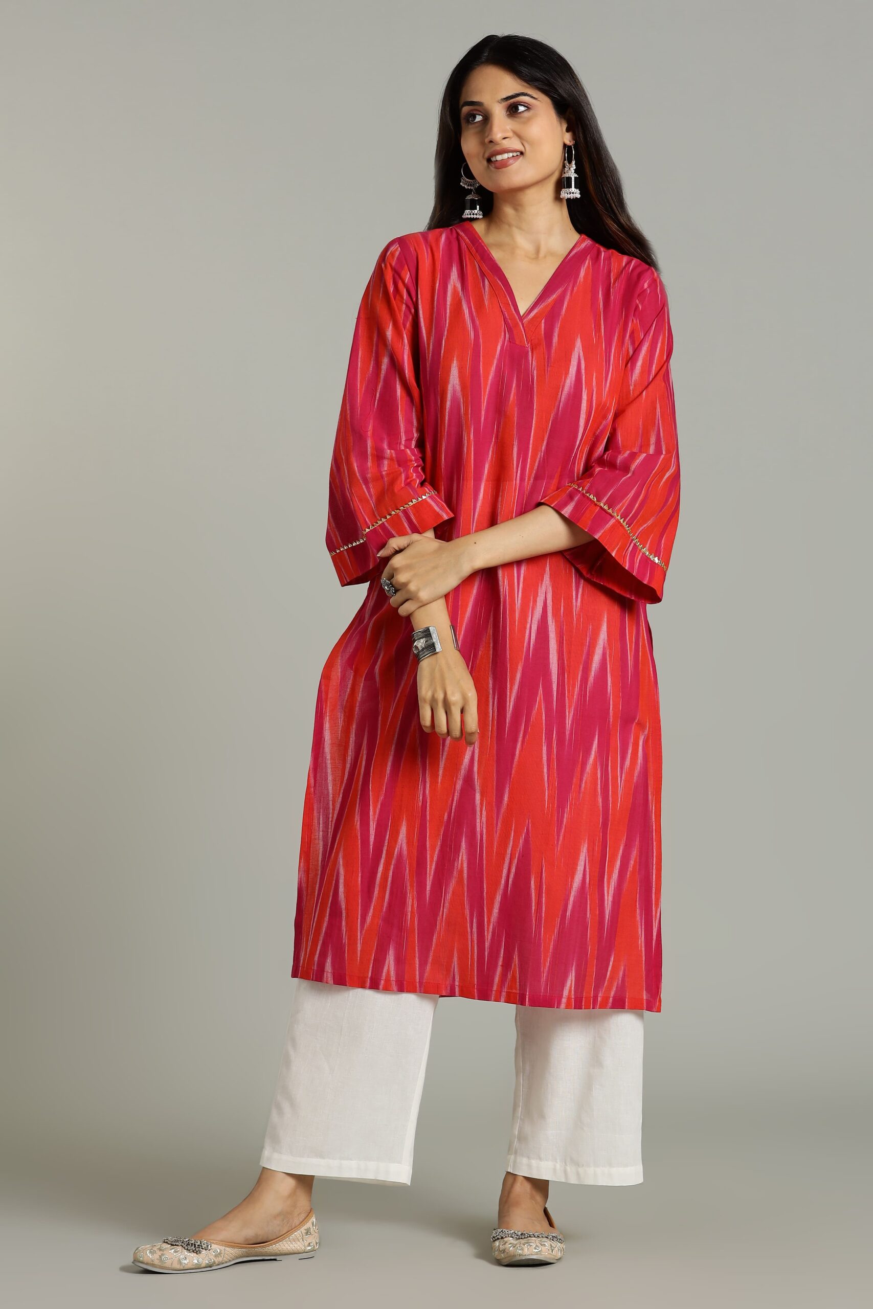 KURTA SOUTH C LEHARIYA BELL SLV - PINK - Image 2