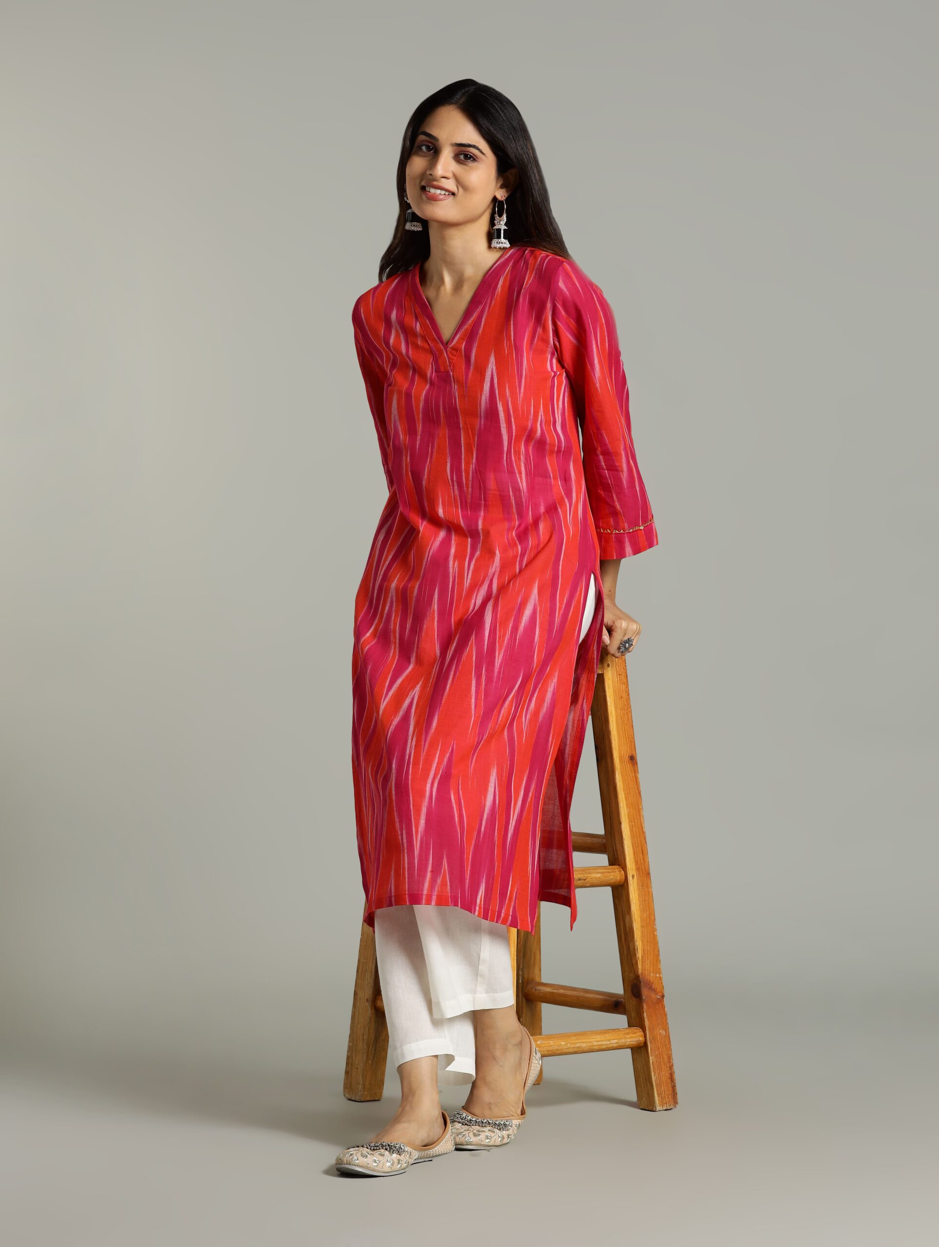 KURTA SOUTH C LEHARIYA BELL SLV - PINK - Image 8