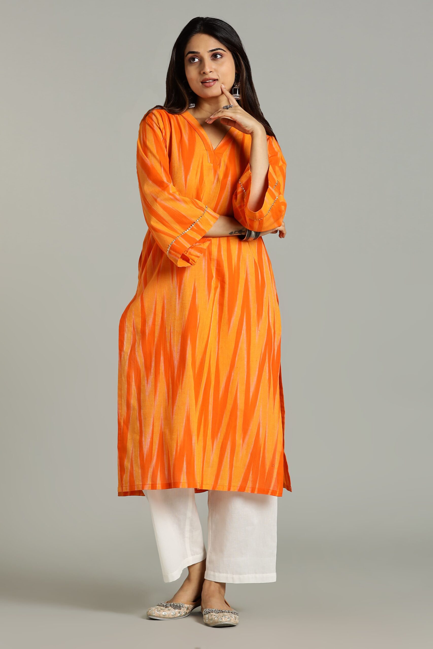 KURTA SOUTH C LEHARIYA BELL SLV - YELLOW - Image 3