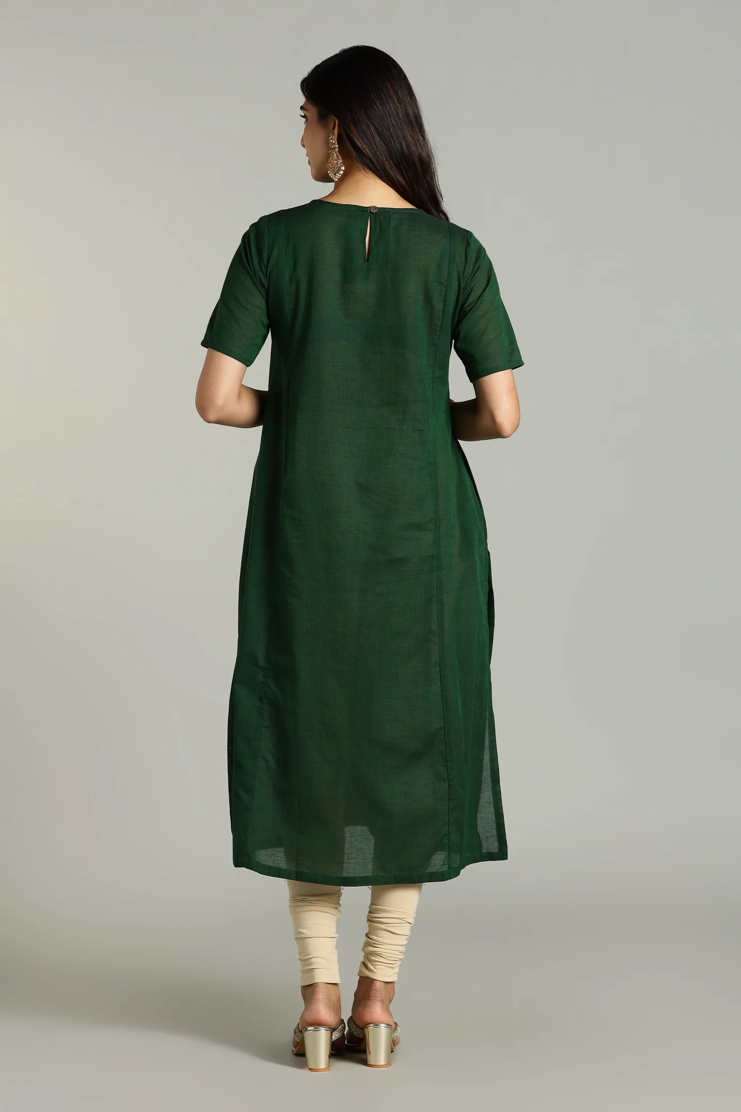 KURTA SOUTH C ZARI CENTRE PANEL GREEN - Image 5