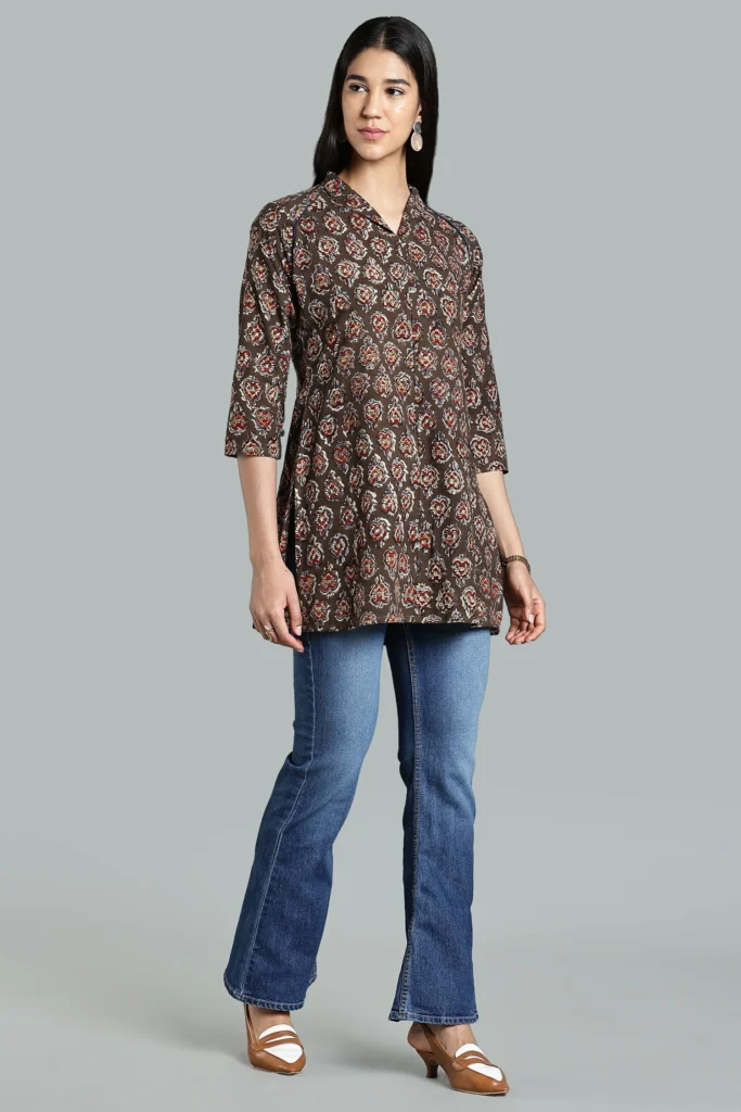 Handcrafted Kalamkari clothing with traditional block print design