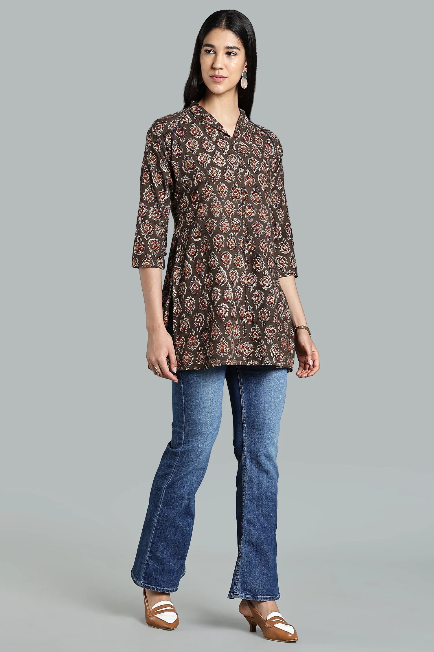 Handcrafted Kalamkari clothing with traditional block print design