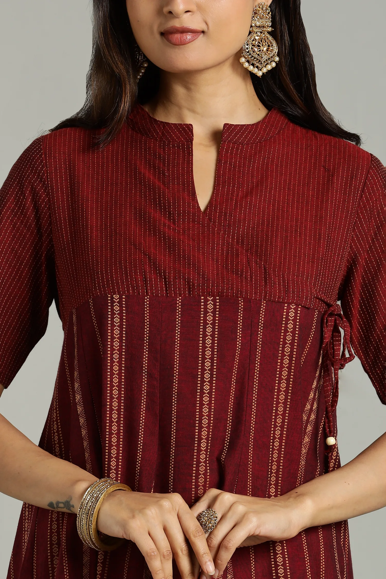 KURTA SOUTH C CROSSOVER EMPIRE KALI MAROON - Image 5