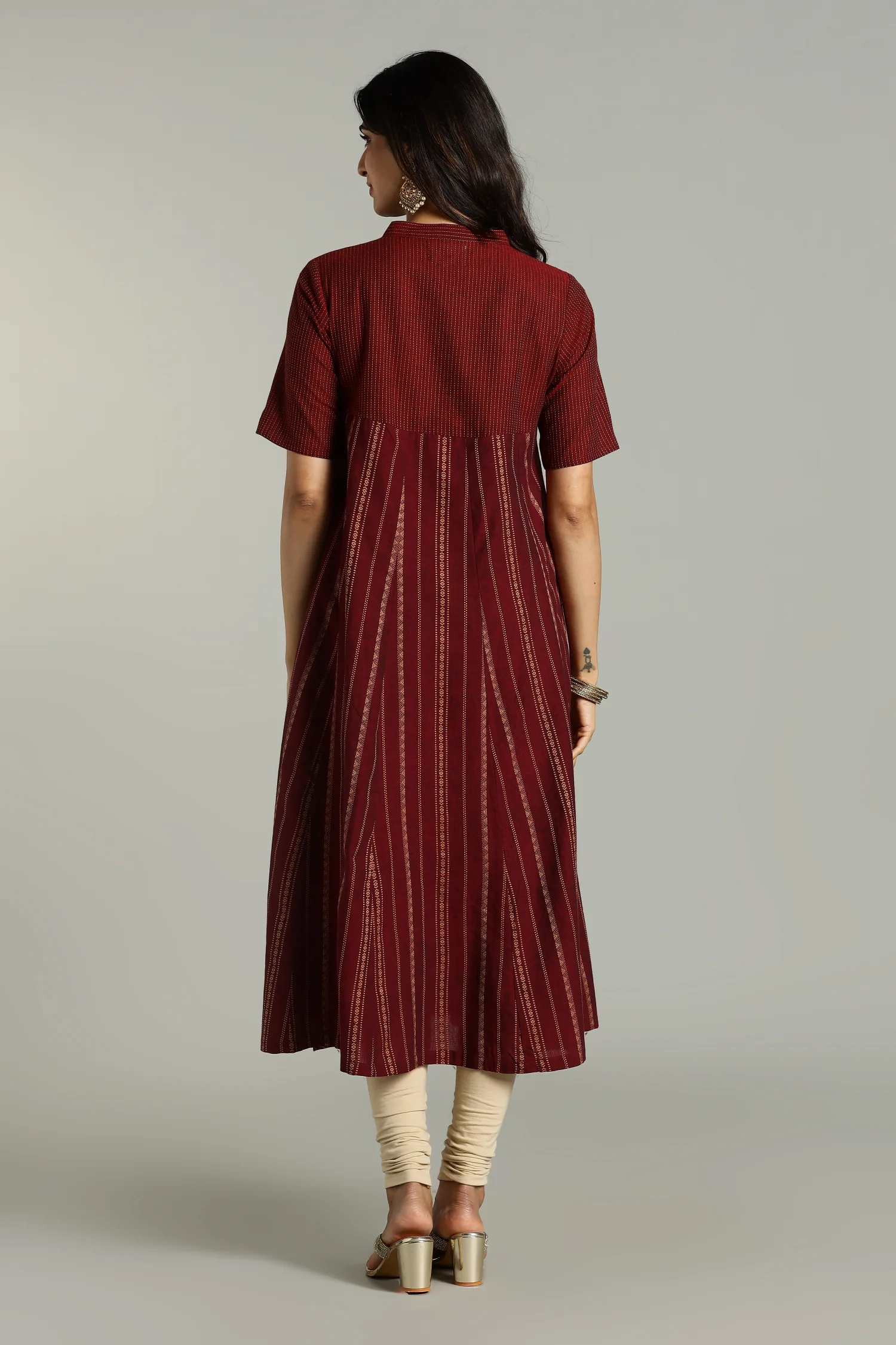 KURTA SOUTH C CROSSOVER EMPIRE KALI MAROON - Image 4