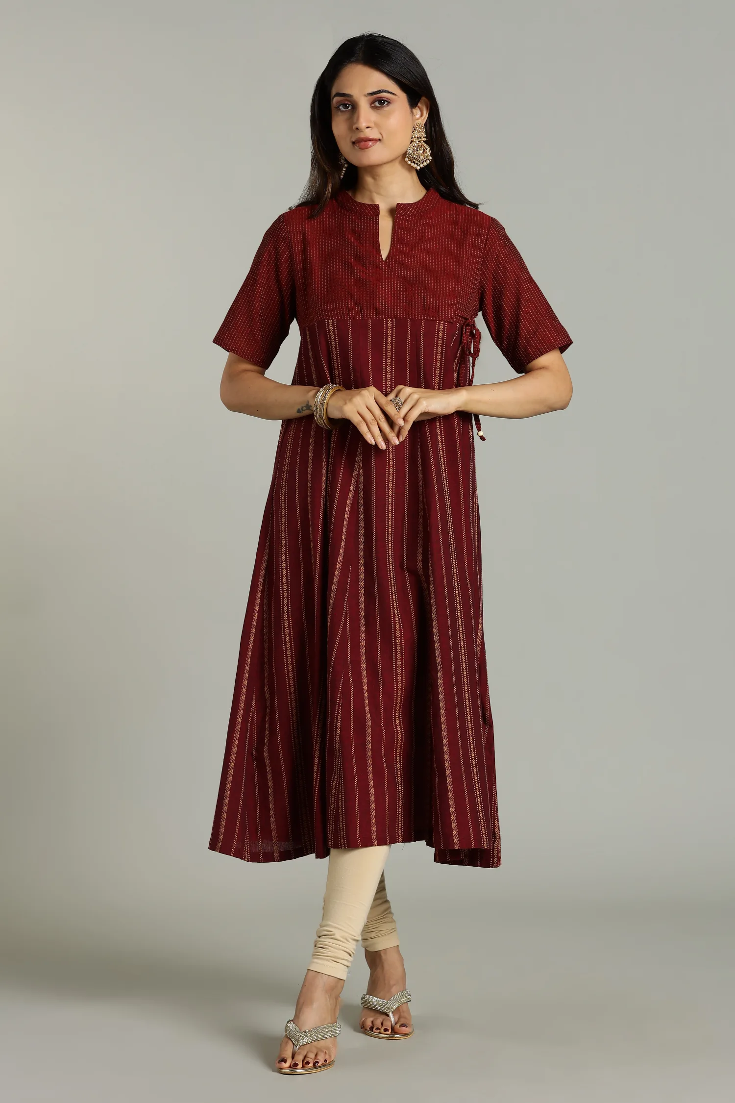 KURTA SOUTH C CROSSOVER EMPIRE KALI MAROON - Image 3