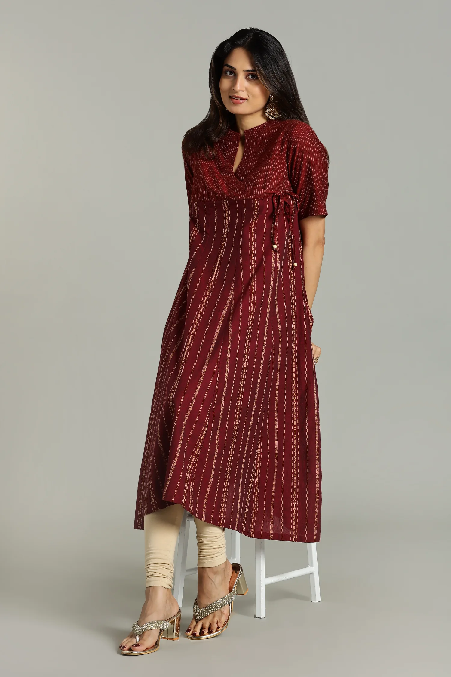 KURTA SOUTH C CROSSOVER EMPIRE KALI MAROON - Image 2