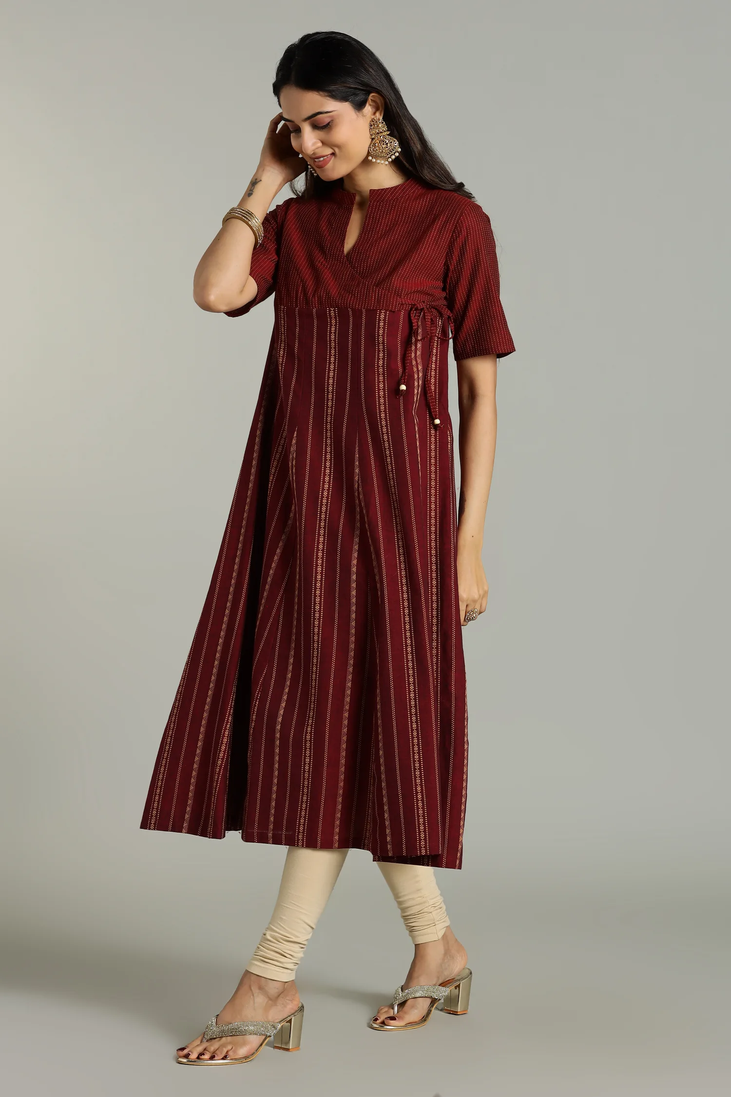 KURTA SOUTH C CROSSOVER EMPIRE KALI MAROON - Image 6