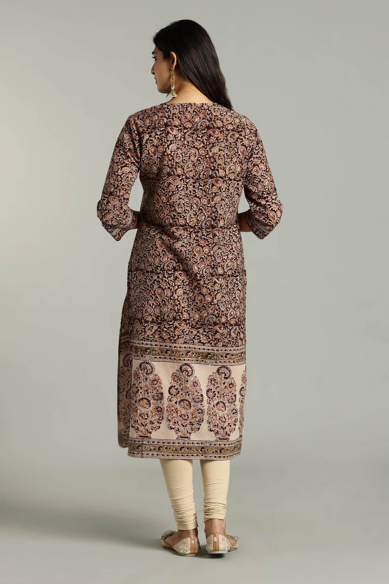 KALAMKARI KURTA STRAIGHT BIG BORDER COLA - Image 2