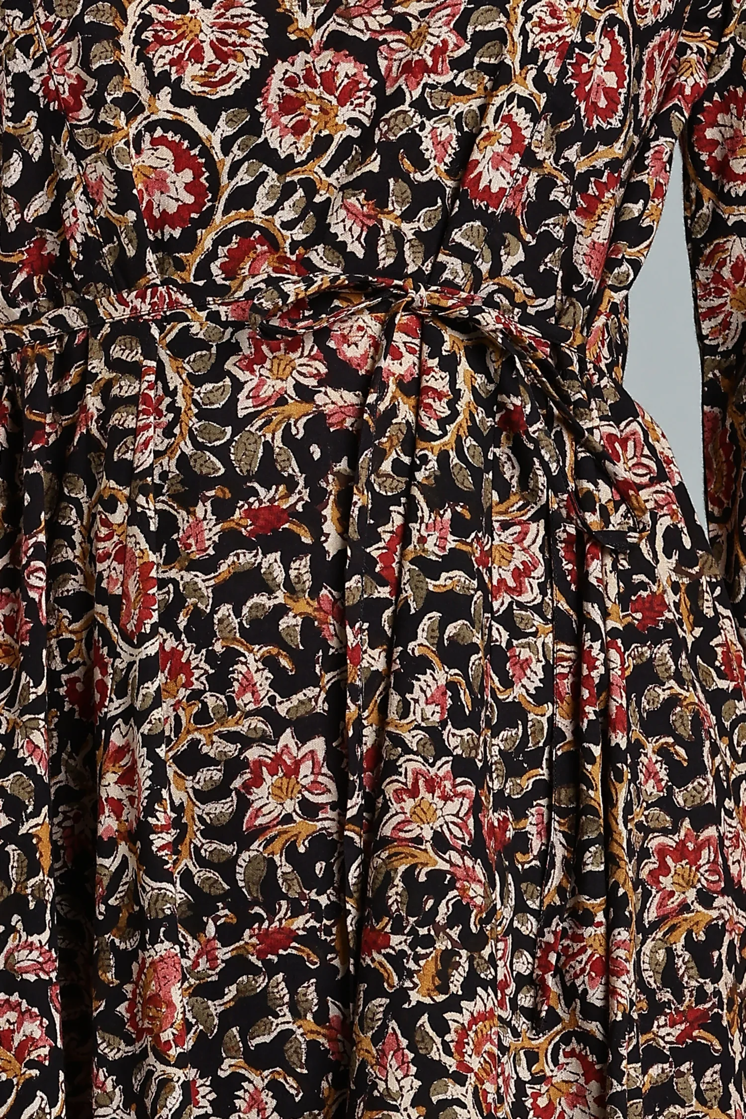 KALAMKARI COTTON DRESS BIG BORDER BLACK - Image 3