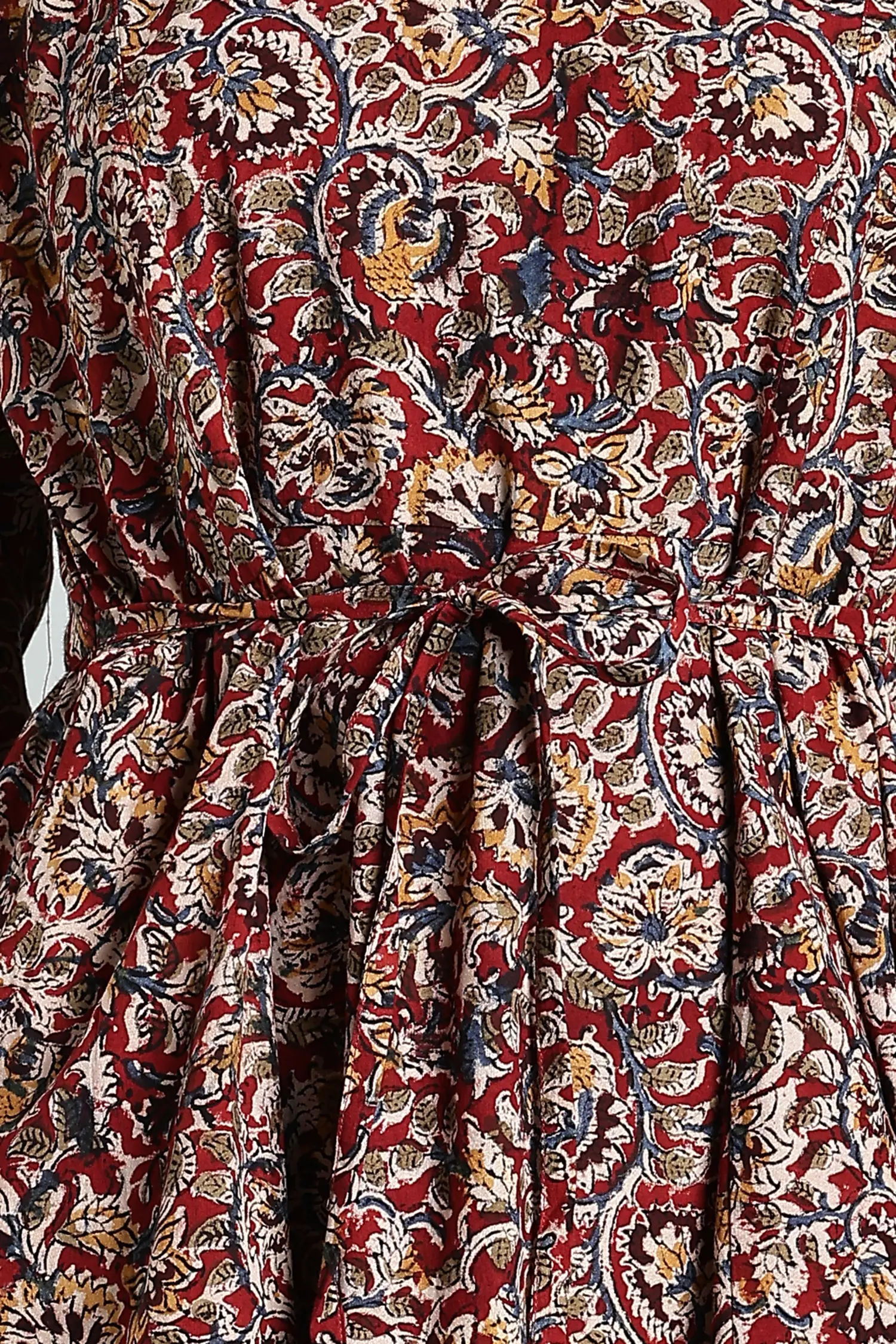 KALAMKARI COTTON DRESS BIG BORDER RED - Image 2