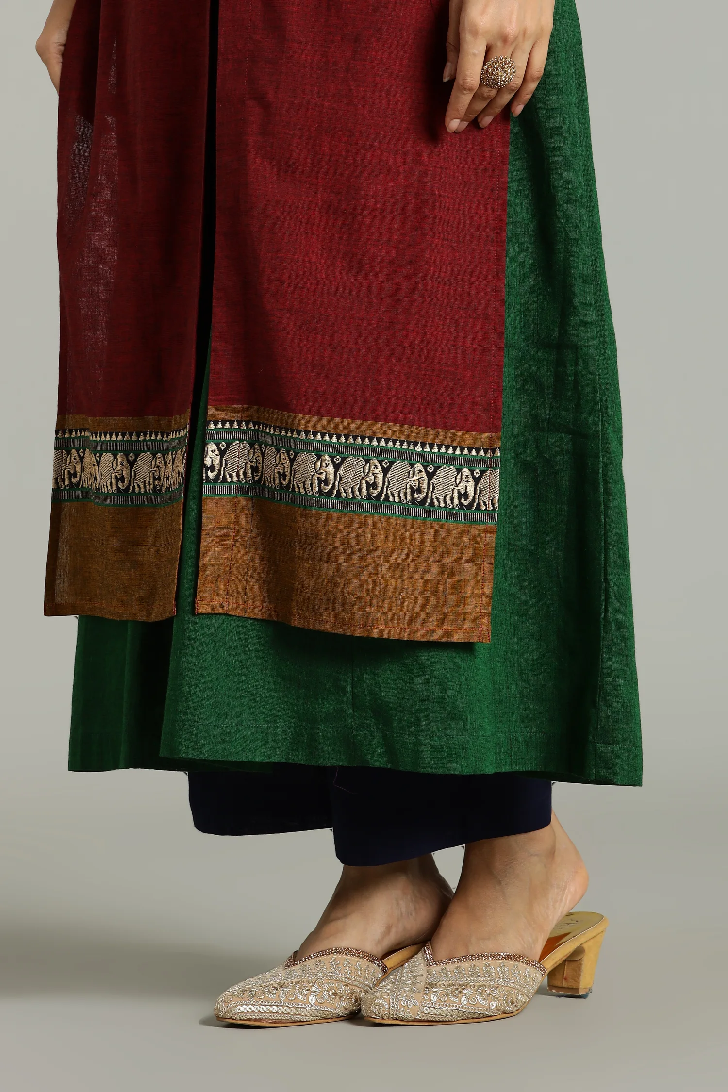 KURTA SOUTH C LAYERED HIGH NECK MUSTARD - Image 4