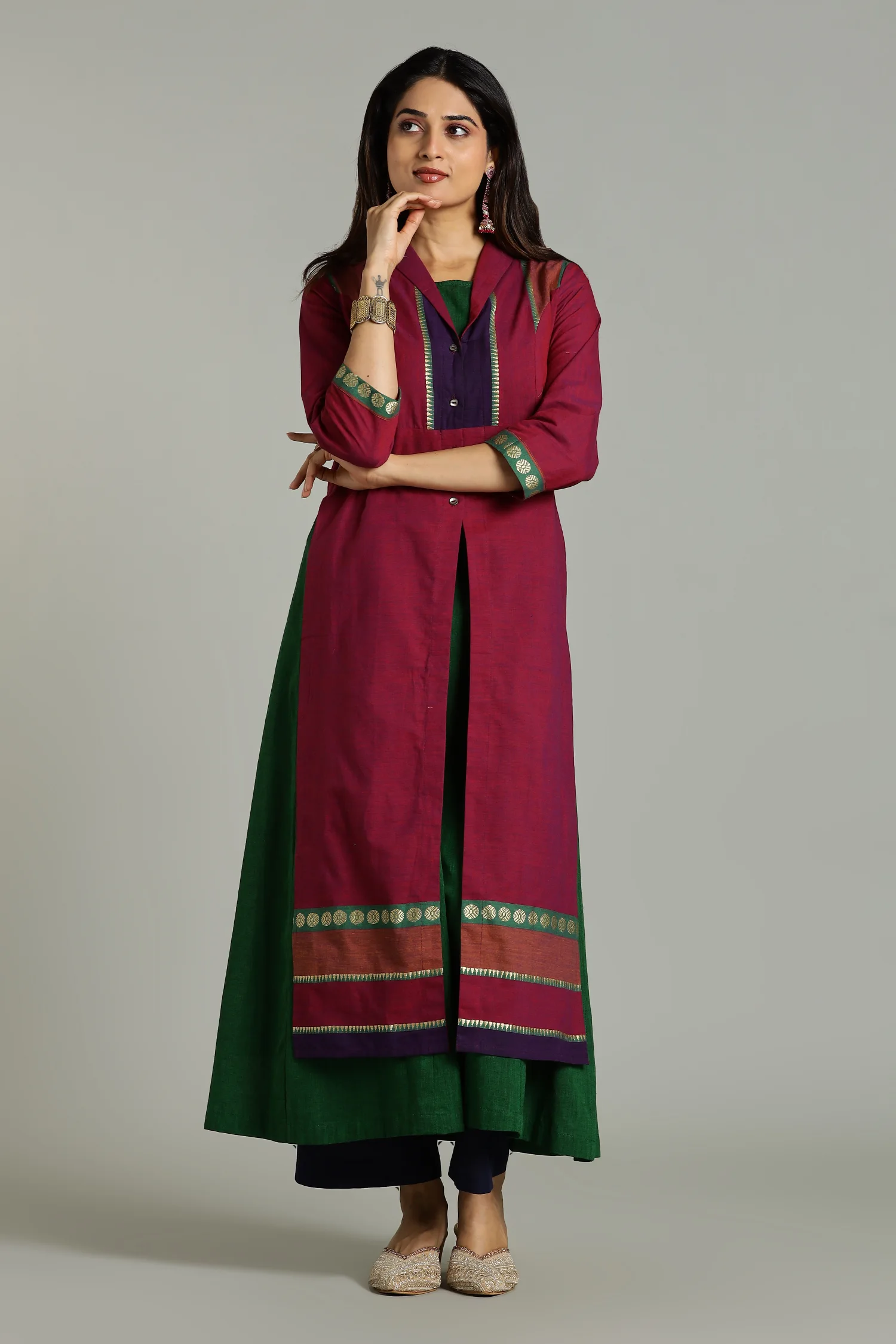 KURTA SOUTH C LAYERED HIGH NECK PINK - Image 2