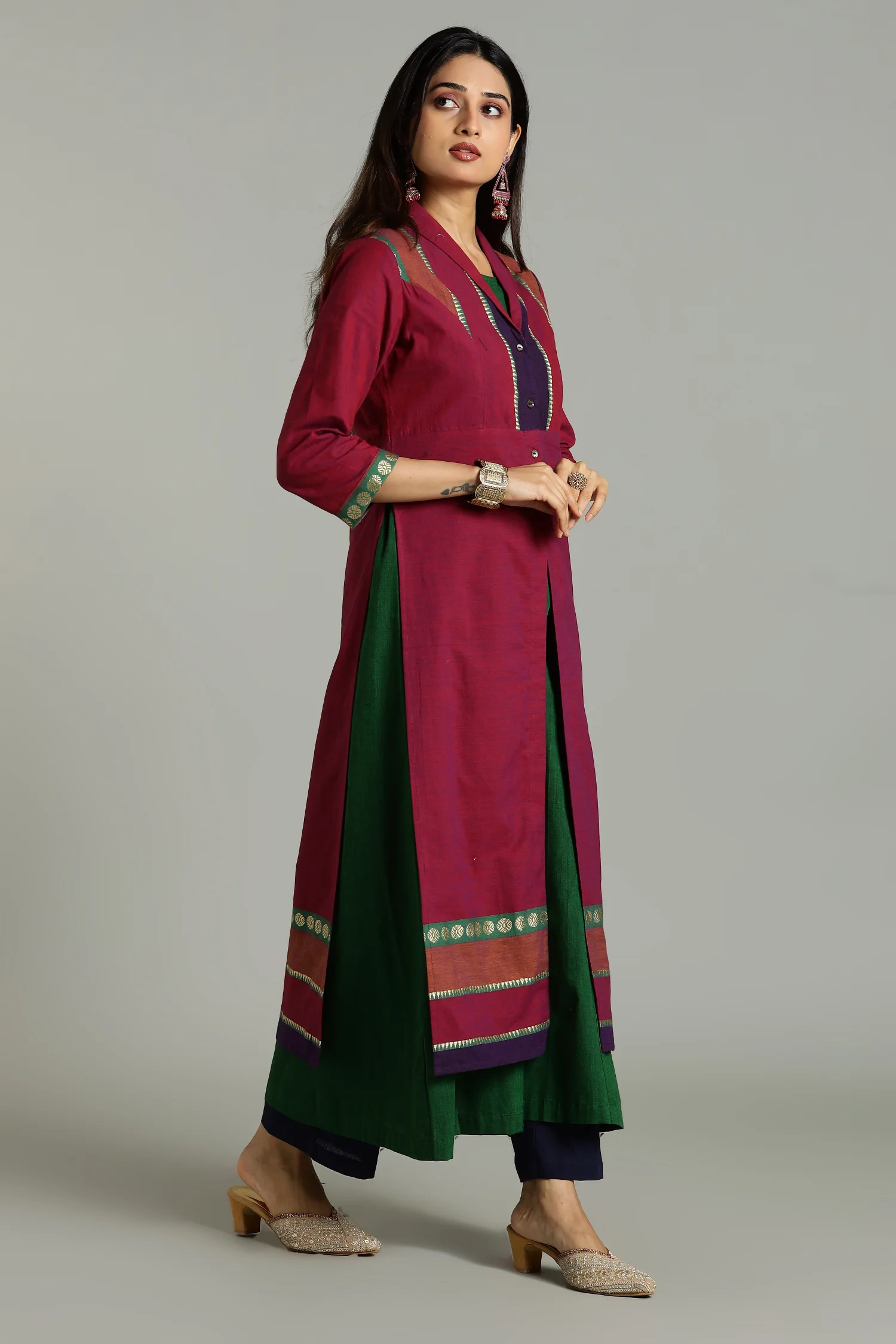KURTA SOUTH C LAYERED HIGH NECK PINK - Image 6