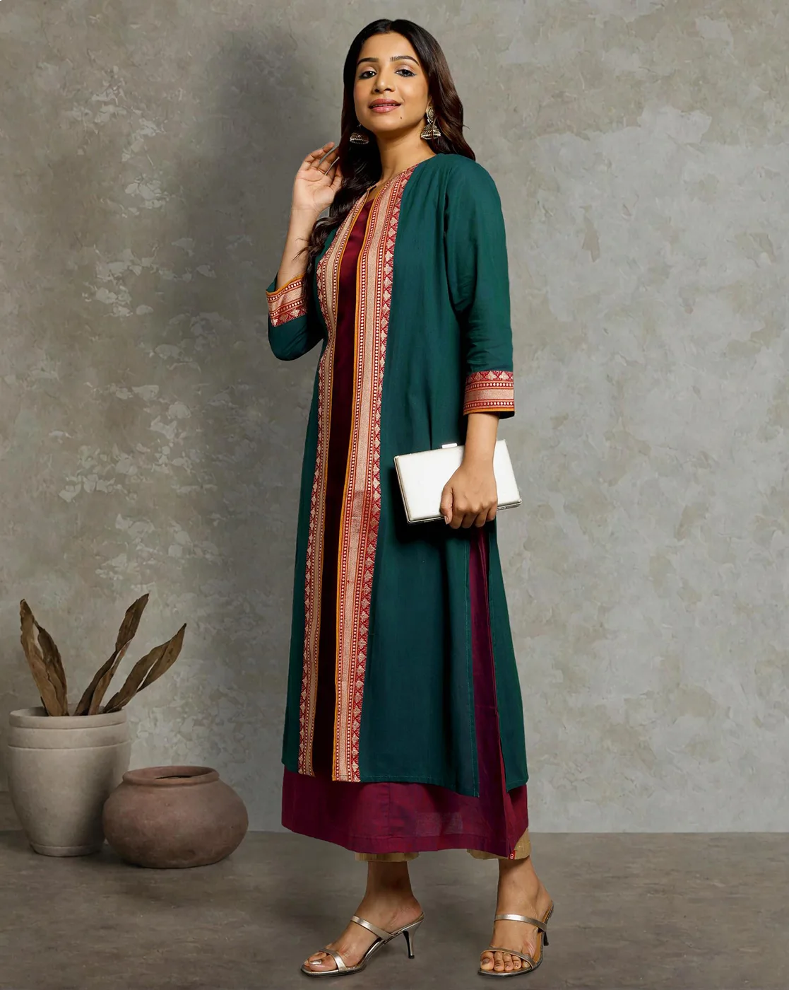 KURTA SOUTH C LAYERED GREEN